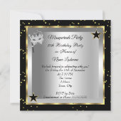 Masquerade Fabulous 50 Party Gold Silver Black Einladung (Rückseite)