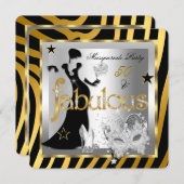Masquerade Fabulous 50 Zebra Gold Silver Black 2 Einladung (Vorne/Hinten)