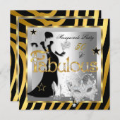 Masquerade Fabulous 50 Zebra Gold Silver Black Einladung (Vorne/Hinten)