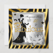 Masquerade Fabulous 50 Zebra Gold Silver Black Einladung (Vorderseite)