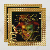 Masquerade Fabulous Gold Black Birthday Party Einladung (Vorne/Hinten)