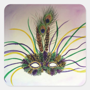 Masquerade Feather Mask Custom Siegel Sticker