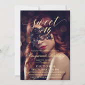 Masquerade Foto Sweet 16 Geburtstag Einladung (Vorderseite)