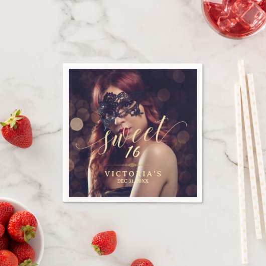 Masquerade Foto Sweet 16 Geburtstag Serviette (Beispiel)