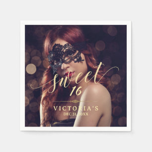 Masquerade Foto Sweet 16 Geburtstag Serviette
