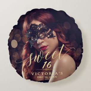 Masquerade Foto Sweet 16 Rundes Kissen