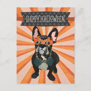 MASQUERADE FRANZÖSISCHE BULLDOG HALLOWEEN Postkart Postkarte