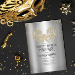 Masquerade Funkelnd Gold Glitzer Silber Sweet 16 Einladung<br><div class="desc">Diese moderne und schicke Maskerade 16 . Geburtstag Geburtstagsfeier lädt das moderne und stilvolle Mädchen zum Verweilen ein. Es verfügt über eine maßgeschneiderte Imitat funkelnd Gold Glitzer Maskerade Maske auf einem silbernen verträumten Hintergrund und Glitzer Konfetti. Es ist elegant, glamourös, mädchenhaft und trendig; das perfekte Design, um ihre Gäste zu...</div>