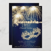 Masquerade funkelndes Feuerwerk Luxus Quinceañera Einladung (Vorne/Hinten)