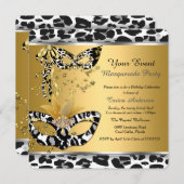 Masquerade Geburtstag Party Leopard Maske Black Go Einladung (Vorne/Hinten)