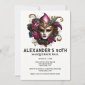 Masquerade Geburtstag Venezianische Gesichtsmaske Einladung (Vorderseite)