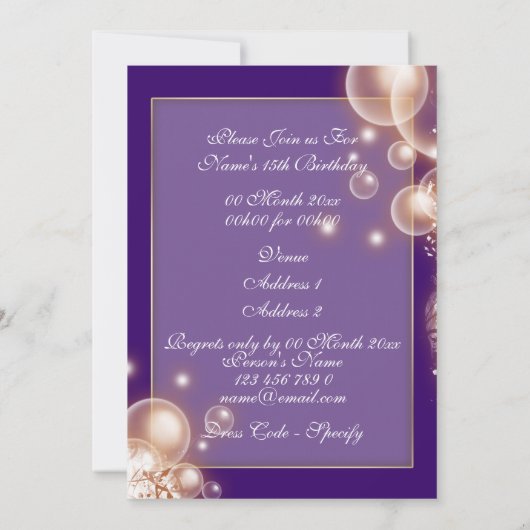 Masquerade Geburtstagskinder PERSONALISIEREN Einladung (Rückseite)