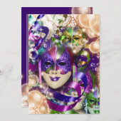 Masquerade Geburtstagskinder PERSONALISIEREN Einladung (Vorne/Hinten)