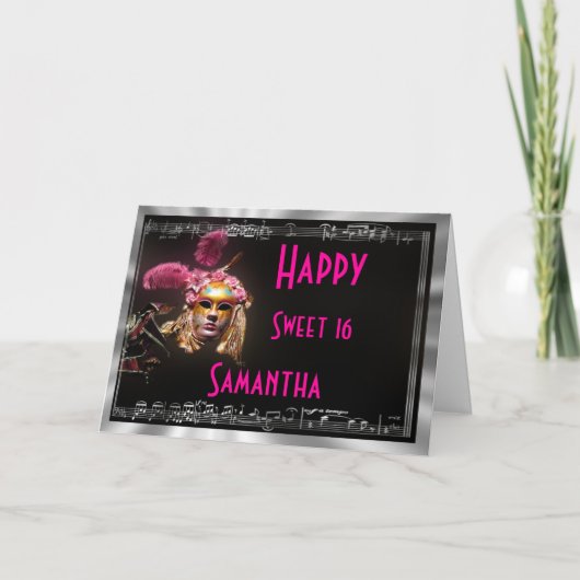 Masquerade Geburtstagsparty Dankeskarte (Vorderseite)