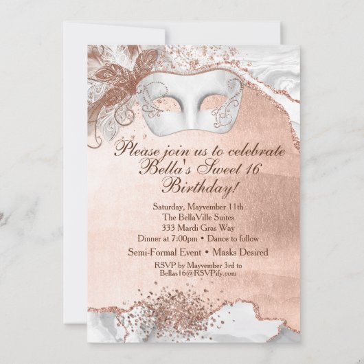 Masquerade Geburtstagsparty Einladungen (Rückseite)