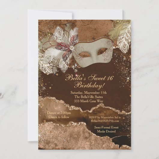 Masquerade Geburtstagsparty Einladungen (Rückseite)