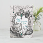 Masquerade Geburtstagsparty Einladungen (Stehend Vorderseite)