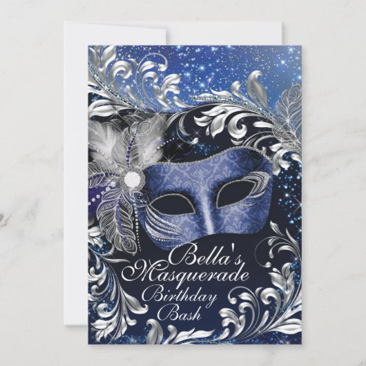 Masquerade Geburtstagsparty Einladungen (Vorderseite)