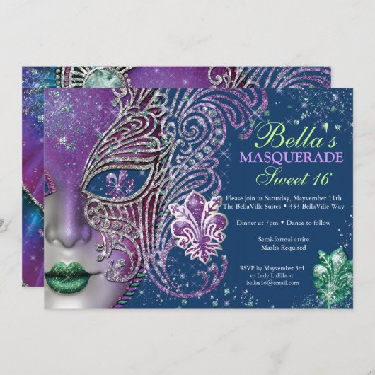 Masquerade Geburtstagsparty Einladungen (Vorne/Hinten)