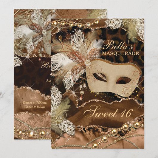 Masquerade Geburtstagsparty Einladungen (Vorne/Hinten)
