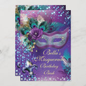 Masquerade Geburtstagsparty Einladungen (Vorne/Hinten)