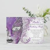 Masquerade Geburtstagsparty Einladungen (Stehend Vorderseite)