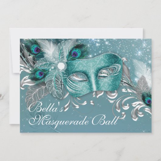 Masquerade Geburtstagsparty Einladungen (Rückseite)