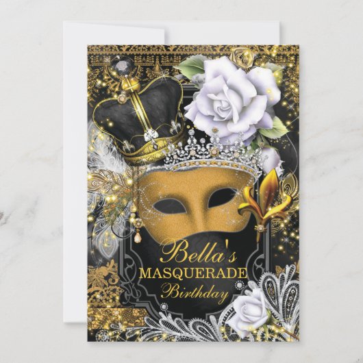 Masquerade Geburtstagsparty Einladungen (Vorderseite)