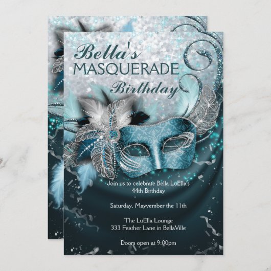 Masquerade Geburtstagsparty Einladungen (Vorne/Hinten)