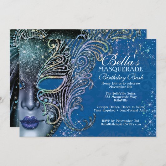 Masquerade Geburtstagsparty Einladungen (Vorne/Hinten)