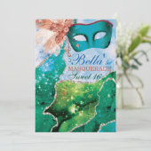 Masquerade Geburtstagsparty Einladungen (Stehend Vorderseite)