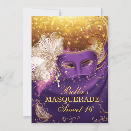 Masquerade Geburtstagsparty Einladungen (Vorderseite)