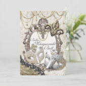 Masquerade Geburtstagsparty Einladungen (Stehend Vorderseite)