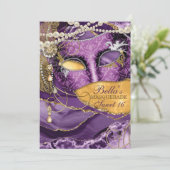 Masquerade Geburtstagsparty Einladungen (Stehend Vorderseite)