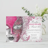Masquerade Geburtstagsparty Einladungen (Stehend Vorderseite)