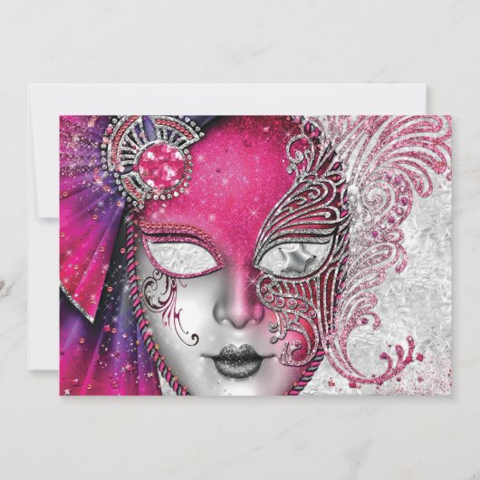 Masquerade Geburtstagsparty Einladungen (Rückseite)