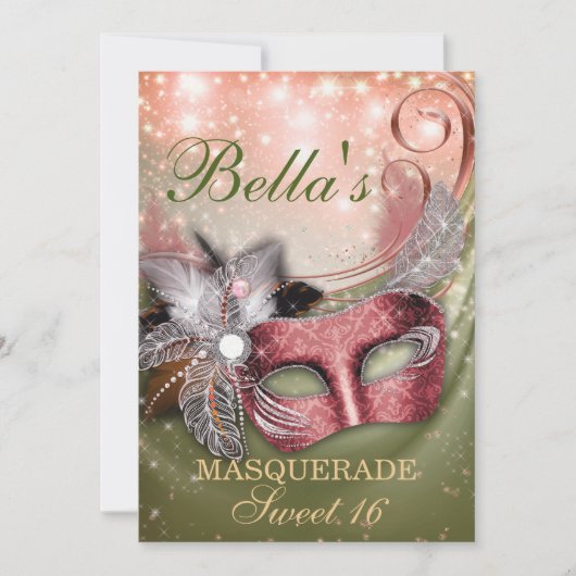 Masquerade Geburtstagsparty Einladungen (Vorderseite)