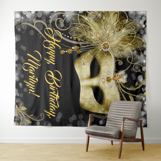 Masquerade Geburtstagsparty Hintergrund Wandteppich (Beispiel (Horizontal))