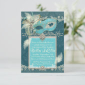 Masquerade Geburtstagsveranstaltungen Party Einlad Einladung (Stehend Vorderseite)