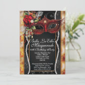 Masquerade Geburtstagsveranstaltungen Party Einlad Einladung (Stehend Vorderseite)