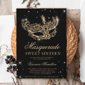 Masquerade Glitzer Maske Schwarz Gold Sweet 16 Einladung