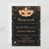 Masquerade Glitzer Quinceanera Luxus Einladung (Vorderseite)