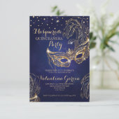 Masquerade Glitzer quinceanera Maske einladen Mari Save The Date (Stehend Vorderseite)