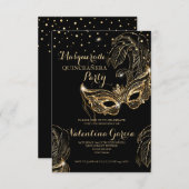 Masquerade Glitzer quinceanera Maske laden Save The Date (Vorne/Hinten)