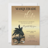 Masquerade Gold 30. Geburtstag Einladung (Vorderseite)