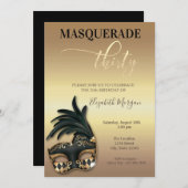 Masquerade Gold 30. Geburtstag Einladung (Vorne/Hinten)