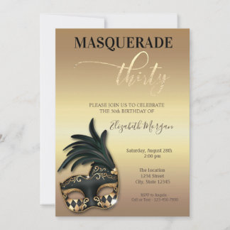 Masquerade Gold 30. Geburtstag Einladung