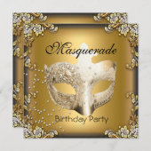 Masquerade Gold Black Birthday Party Einladung (Vorne/Hinten)