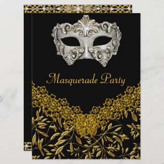 Masquerade Gold Black Hot Glamour Geburtstagsparty Einladung
