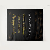 Masquerade Gold Black Sweet 16 15 Geburtstag Wandteppich (Vorderseite (Horizontal))